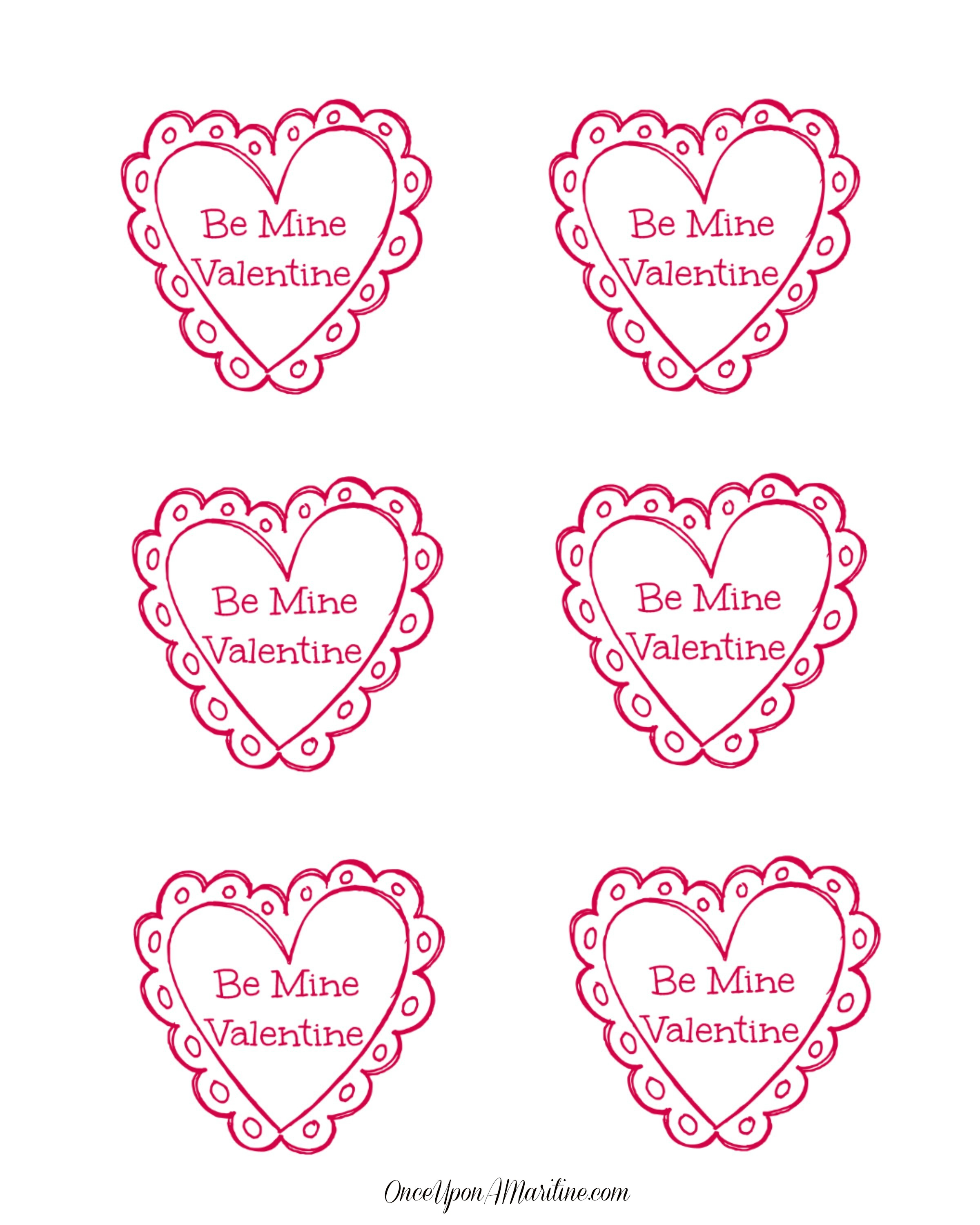 Conversation Heart Valentine Jar sheet labels Once Upon A Maritime